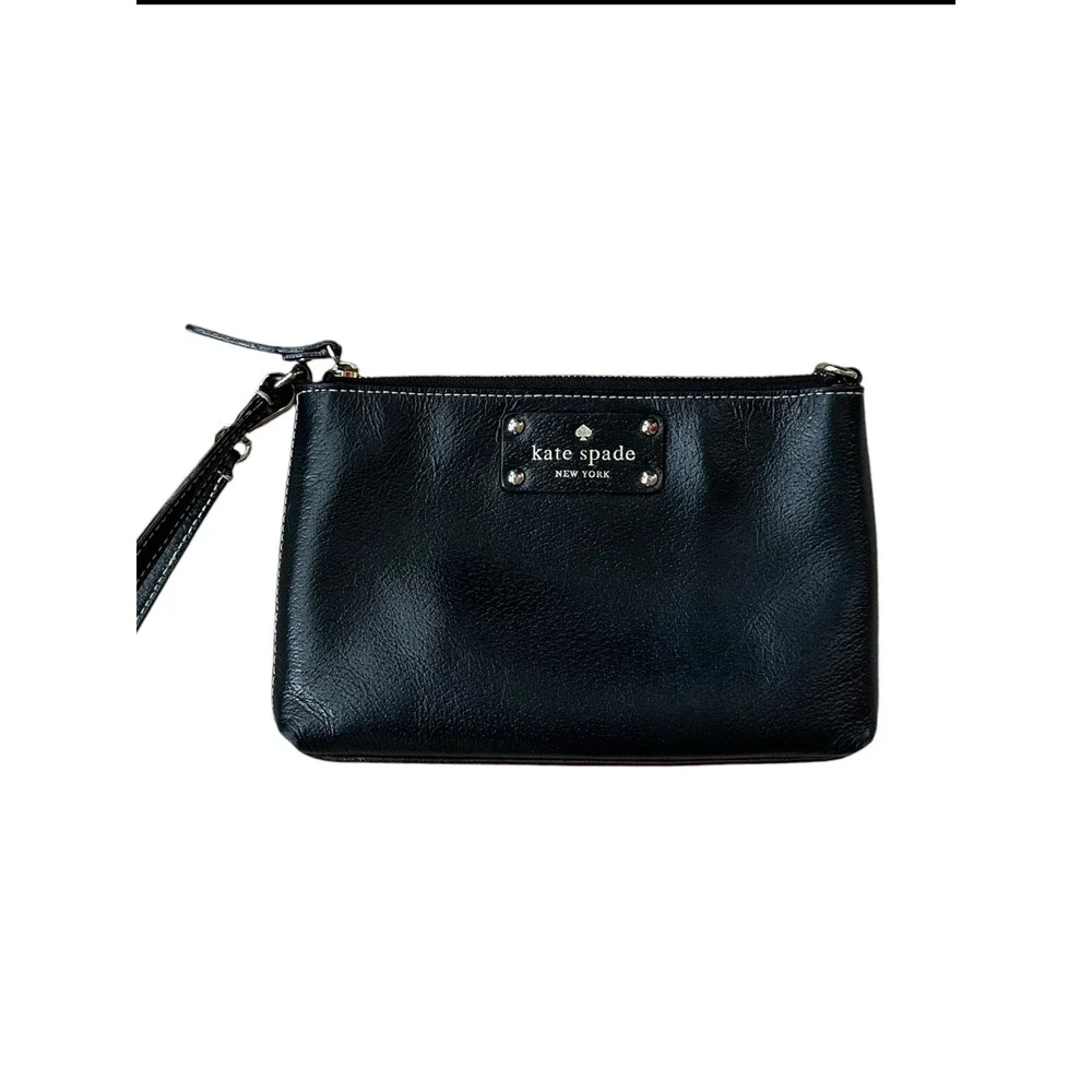 Kate Spade New York Wristlet Women Small Black Leather Classic Chic